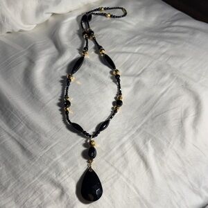 Black and Gold Beaded Necklace